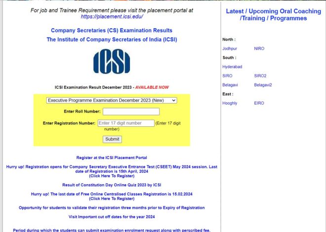ICSI CS Professional Result: CSIR Professional December result released, download it immediately from this link