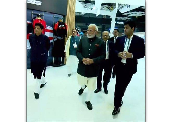 Prime Minister at the TVS Motor Pavilion, Company Showcases its Global Foray in Future Mobility